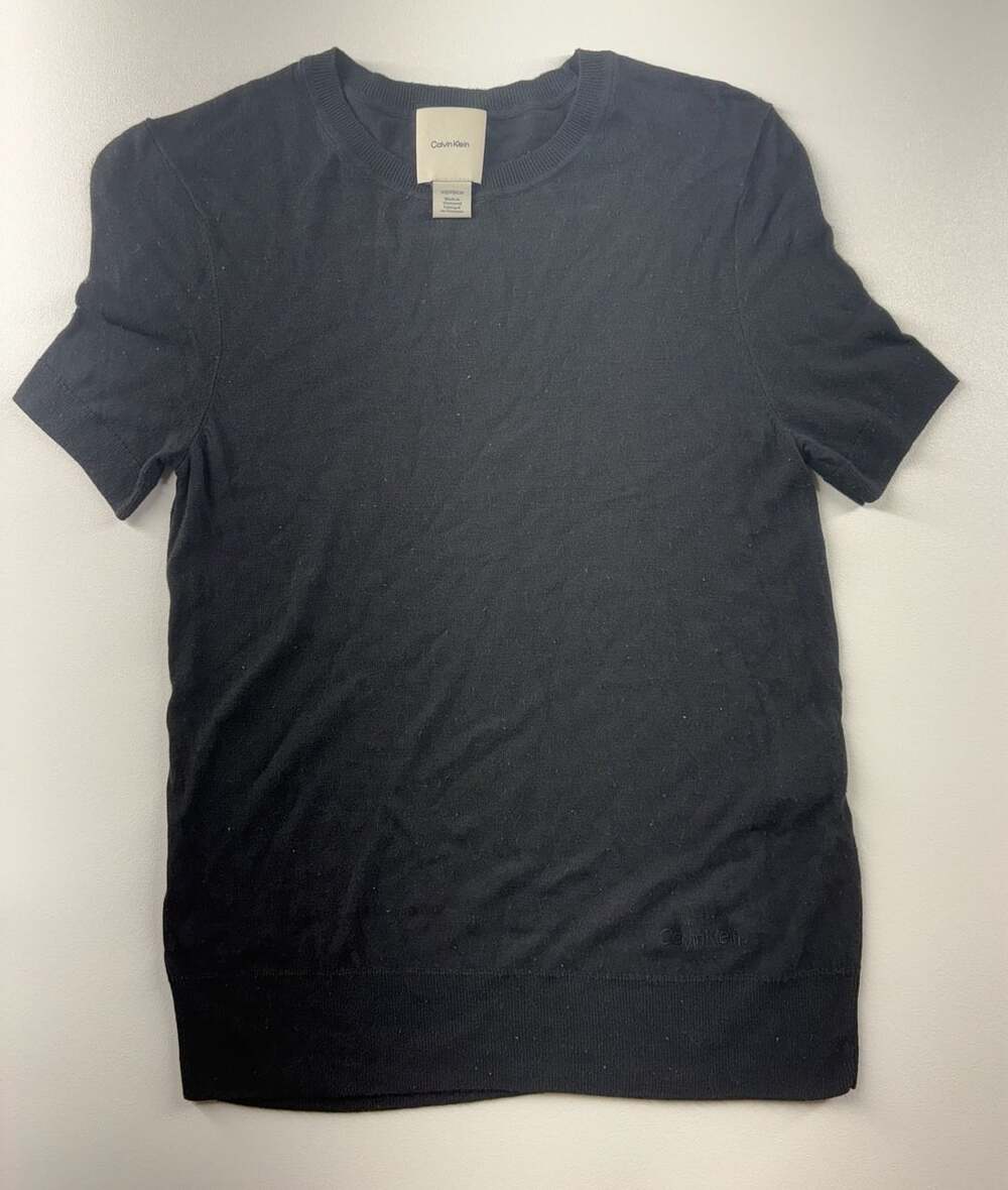 Calvin Klein Women's Black Short Sleeve Sweater Knit T-Shirt Size XS